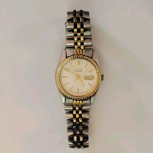 Seiko Quartz Two-Tone Stainless Steel Watch With Day-Date Function